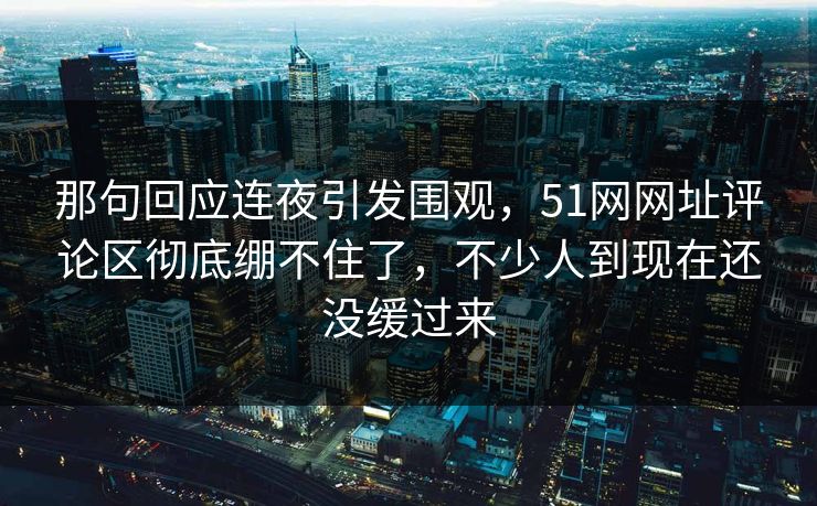 那句回应连夜引发围观，51网网址评论区彻底绷不住了，不少人到现在还没缓过来