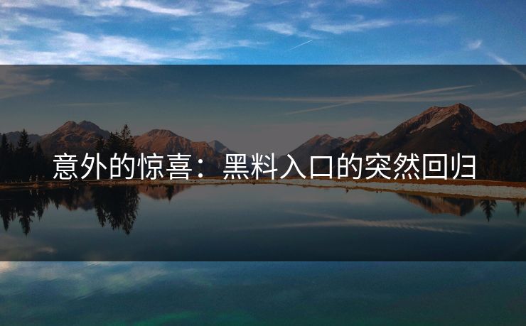 意外的惊喜：黑料入口的突然回归
