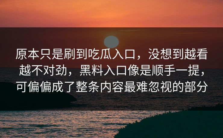 原本只是刷到吃瓜入口，没想到越看越不对劲，黑料入口像是顺手一提，可偏偏成了整条内容最难忽视的部分